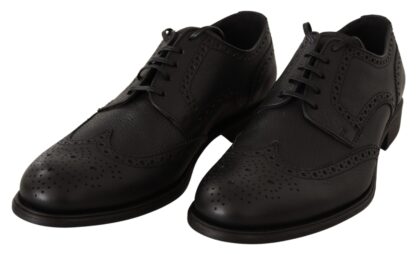 Dolce & Gabbana - Elegant Black Leather Derby Wingtip Shoes