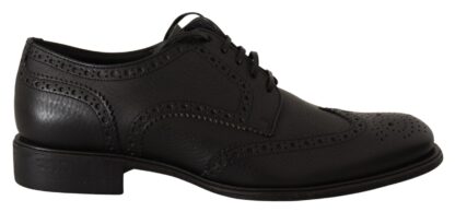 Dolce & Gabbana - Elegant Black Leather Derby Wingtip Shoes