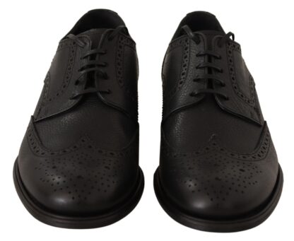 Dolce & Gabbana - Elegant Black Leather Derby Wingtip Shoes