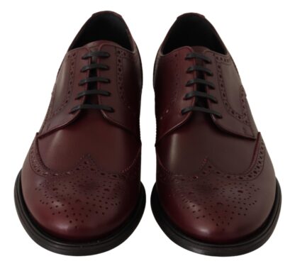 Dolce & Gabbana - Elegant Bordeaux Leather Derby Shoes