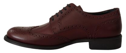 Dolce & Gabbana - Elegant Bordeaux Leather Derby Shoes