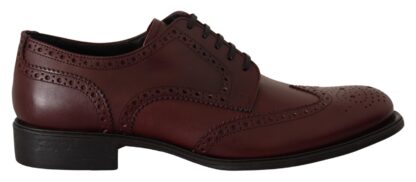 Dolce & Gabbana - Elegant Bordeaux Leather Derby Shoes