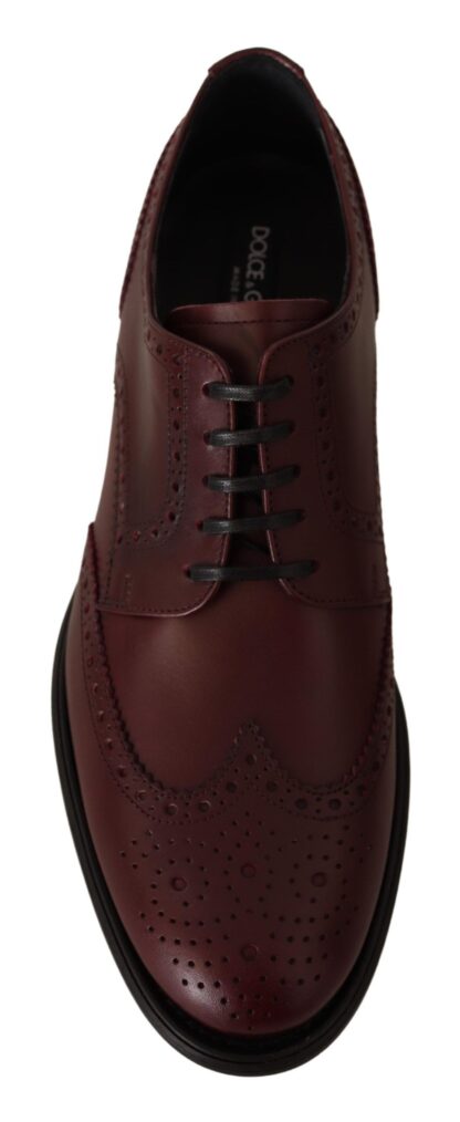 Dolce & Gabbana - Elegant Bordeaux Leather Derby Shoes