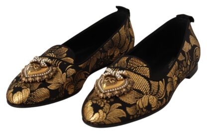 Dolce & Gabbana - Elegant Leather Heart Embellished Flats