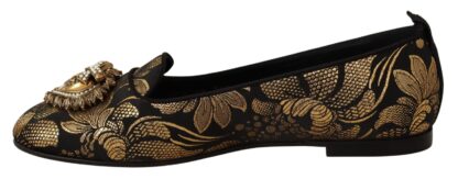 Dolce & Gabbana - Elegant Leather Heart Embellished Flats