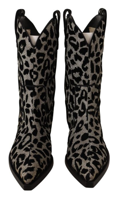 Dolce & Gabbana - Elegant Leopard Print Mid Calf Boots