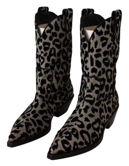 Dolce & Gabbana - Elegant Leopard Print Mid Calf Boots