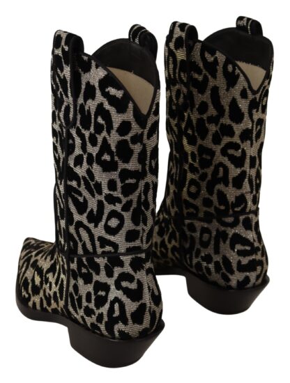 Dolce & Gabbana - Elegant Leopard Print Mid Calf Boots