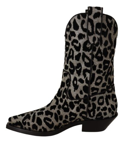 Dolce & Gabbana - Elegant Leopard Print Mid Calf Boots