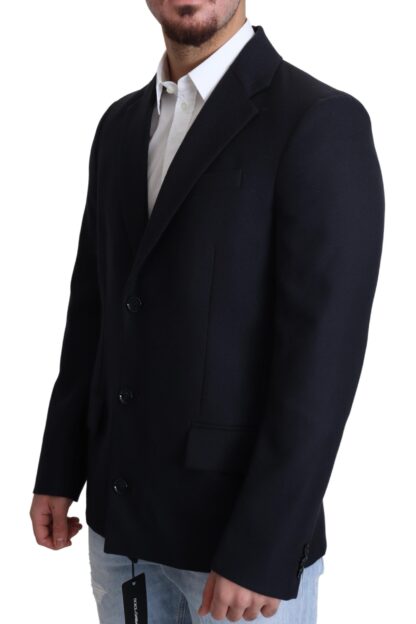 Dolce & Gabbana - Elegant Dark Blue Virgin Wool Men's Coat