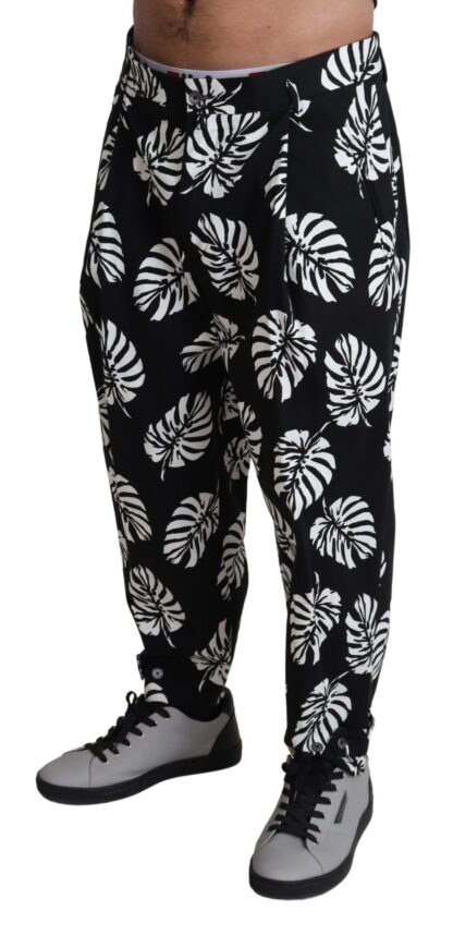 Dolce & Gabbana - Elegant Palm Leaf Print Cotton Trousers