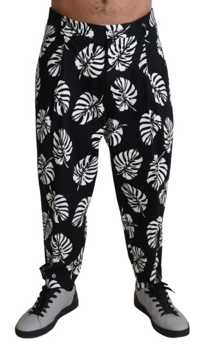 Dolce & Gabbana - Elegant Palm Leaf Print Cotton Trousers