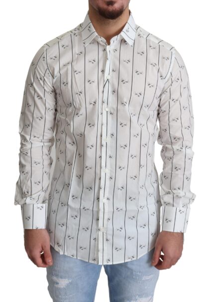 Dolce & Gabbana - Elegant White Bee Print Cotton Shirt