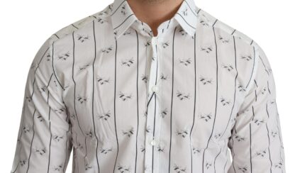 Dolce & Gabbana - Elegant White Bee Print Cotton Shirt