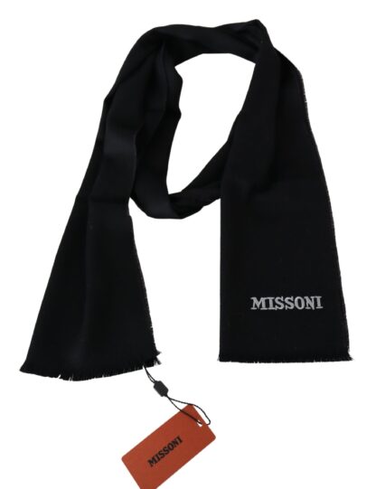 Missoni - Elegant Embroidered Wool Scarf in Black