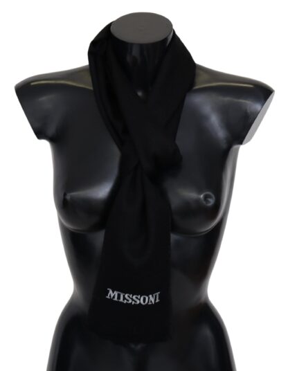 Missoni - Elegant Embroidered Wool Scarf in Black