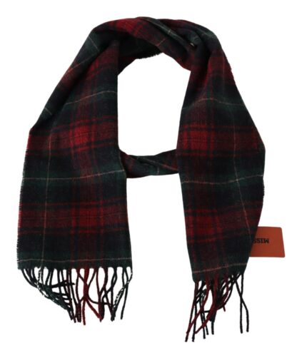 Missoni - Elegant Check Wool Scarf with Logo Embroidery