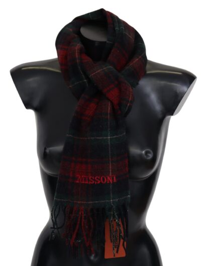 Missoni - Elegant Check Wool Scarf with Logo Embroidery