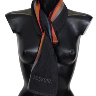 Missoni - Elegant Black Wool Scarf with Fringes