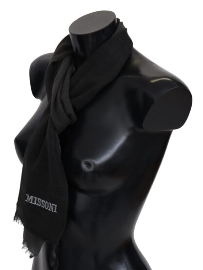 Missoni - Elegant Black Wool Scarf with Fringes