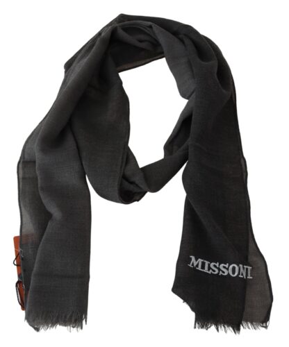 Missoni - Elegant Black Wool Scarf with Fringes