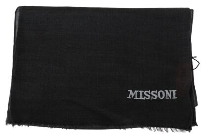 Missoni - Elegant Black Wool Scarf with Fringes