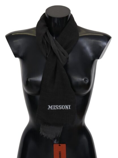 Missoni - Elegant Black Wool Scarf with Fringes