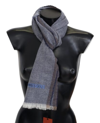 Missoni - Elegant Gray Wool Scarf with Stripes and Fringes