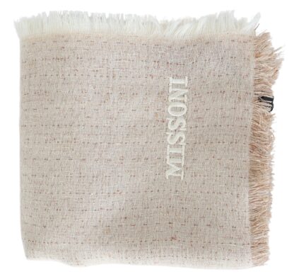 Missoni - Elegant Beige Wool Scarf with Fringes