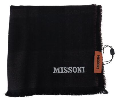 Missoni - Elegant Black Wool Scarf with Logo Embroidery