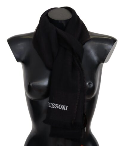 Missoni - Elegant Black Wool Scarf with Logo Embroidery