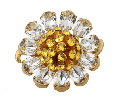 Dolce & Gabbana - Crystal Flower Statement Ring Size US 7.5