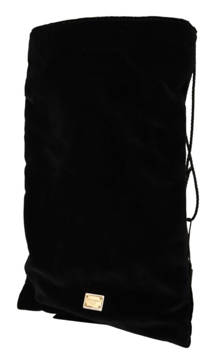 Dolce & Gabbana - Elegant Black Velvet Pouch Bag Drawstring