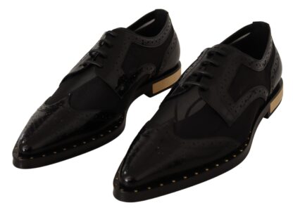 Dolce & Gabbana - Elegant Gold-Trimmed Black Oxford Lace-Ups