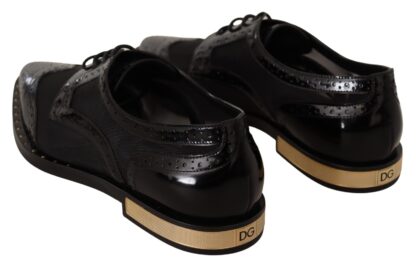 Dolce & Gabbana - Elegant Gold-Trimmed Black Oxford Lace-Ups