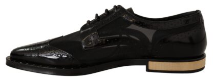 Dolce & Gabbana - Elegant Gold-Trimmed Black Oxford Lace-Ups