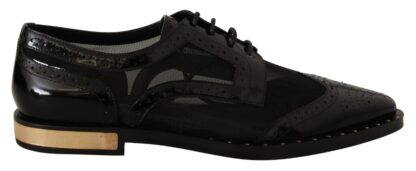 Dolce & Gabbana - Elegant Gold-Trimmed Black Oxford Lace-Ups