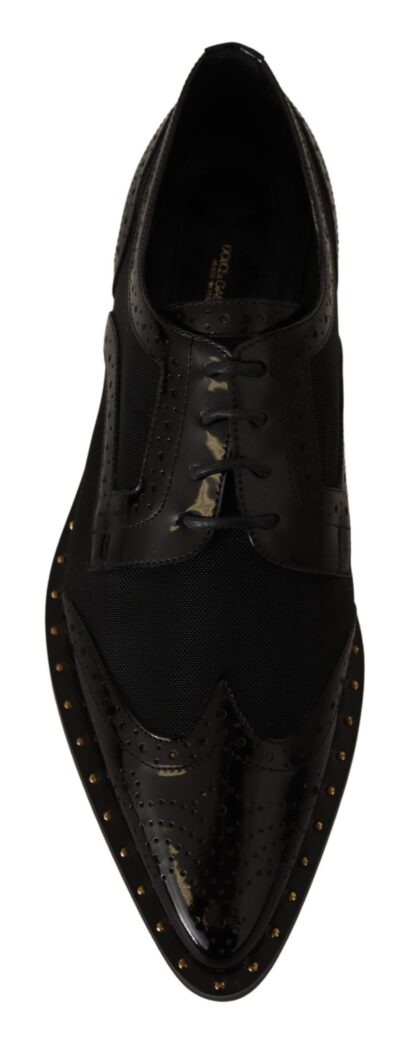 Dolce & Gabbana - Elegant Gold-Trimmed Black Oxford Lace-Ups