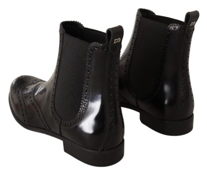 Dolce & Gabbana - Elegant Black Ankle Wingtip Oxford Boots