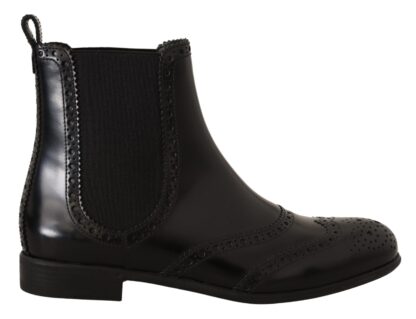 Dolce & Gabbana - Elegant Black Ankle Wingtip Oxford Boots