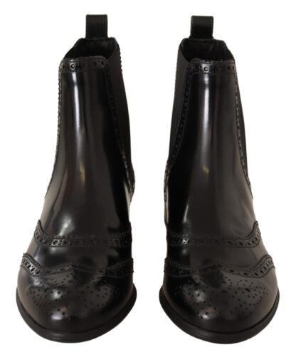 Dolce & Gabbana - Elegant Black Ankle Wingtip Oxford Boots