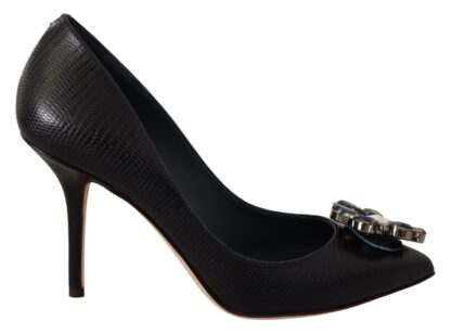 Dolce & Gabbana - Elegant Dark Blue Crystal Leather Pumps