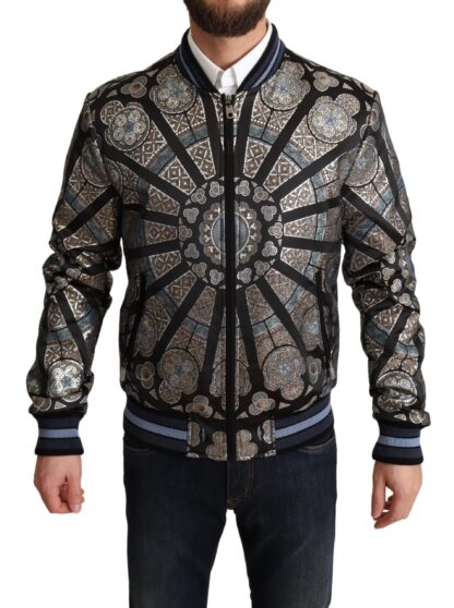 Dolce & Gabbana - Elegant Jacquard Bomber Jacket in Blue