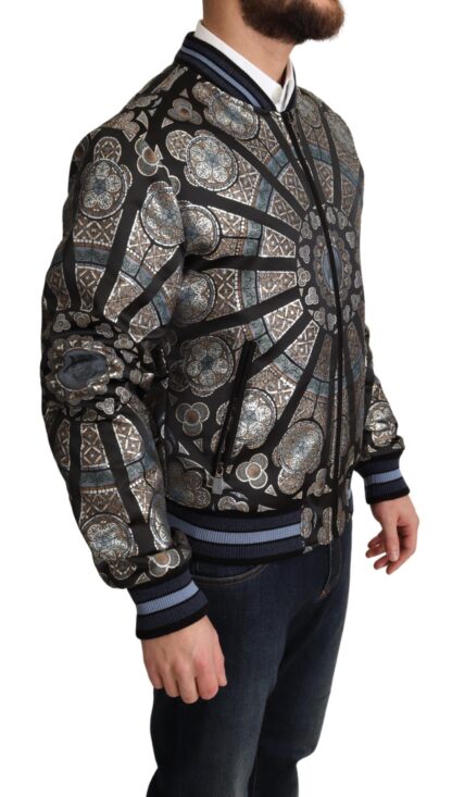 Dolce & Gabbana - Elegant Jacquard Bomber Jacket in Blue