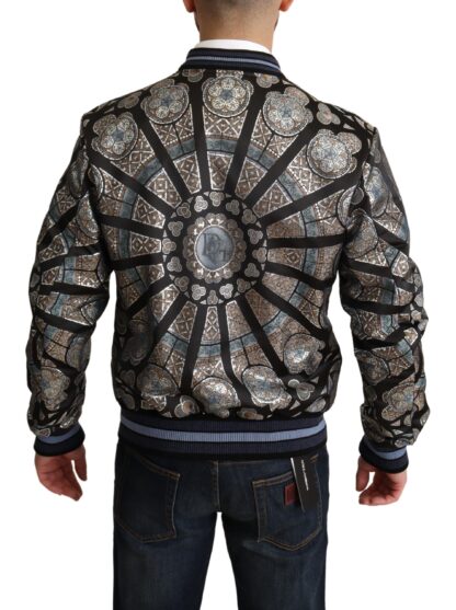 Dolce & Gabbana - Elegant Jacquard Bomber Jacket in Blue