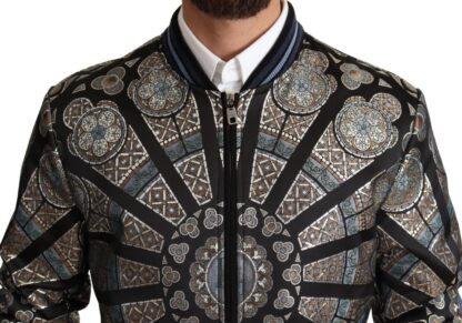 Dolce & Gabbana - Elegant Jacquard Bomber Jacket in Blue