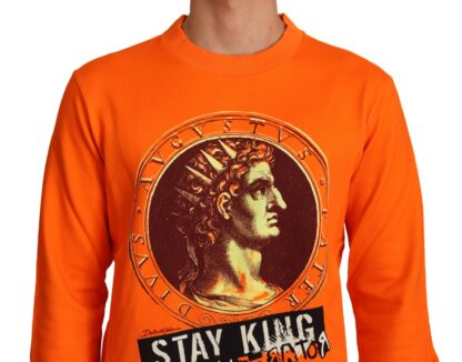 Dolce & Gabbana - Regal Crewneck Cotton Sweater in Orange