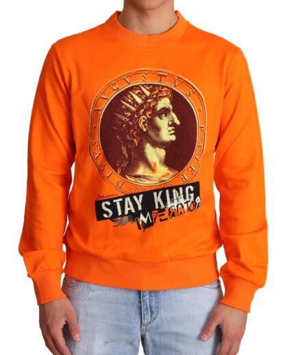 Dolce & Gabbana - Regal Crewneck Cotton Sweater in Orange