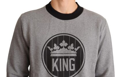 Dolce & Gabbana - Elegant Gray Crown Motif Crewneck Sweater