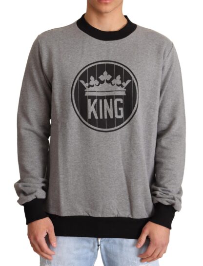 Dolce & Gabbana - Elegant Gray Crown Motif Crewneck Sweater